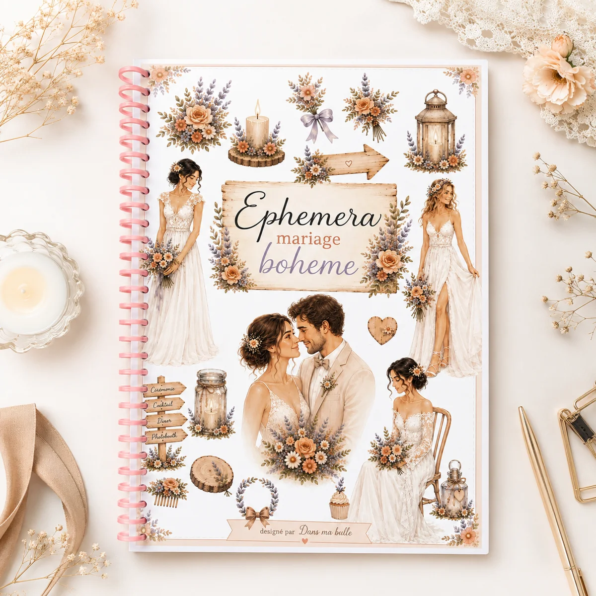 Éphémèra mariage bohème