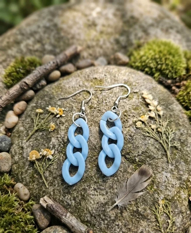 Boucles d'oreilles " Maille bleu clair "