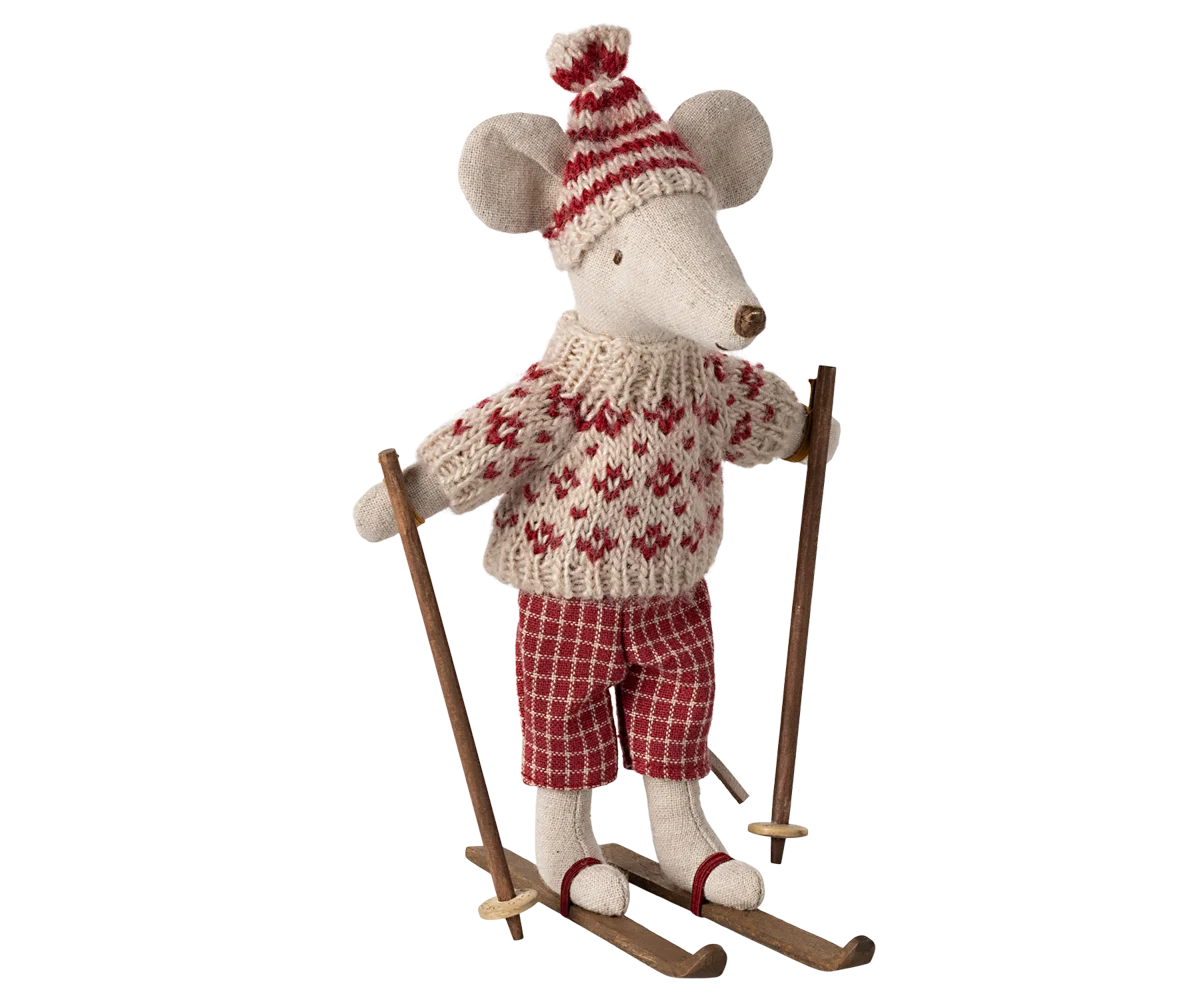 Souris Maman en hiver et sa paire de skis - Maileg