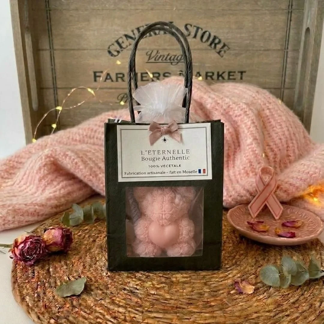 Coffret d'Octobre Rose : L'ourson coeur Barbe à Papa rose (2€ reversés).
