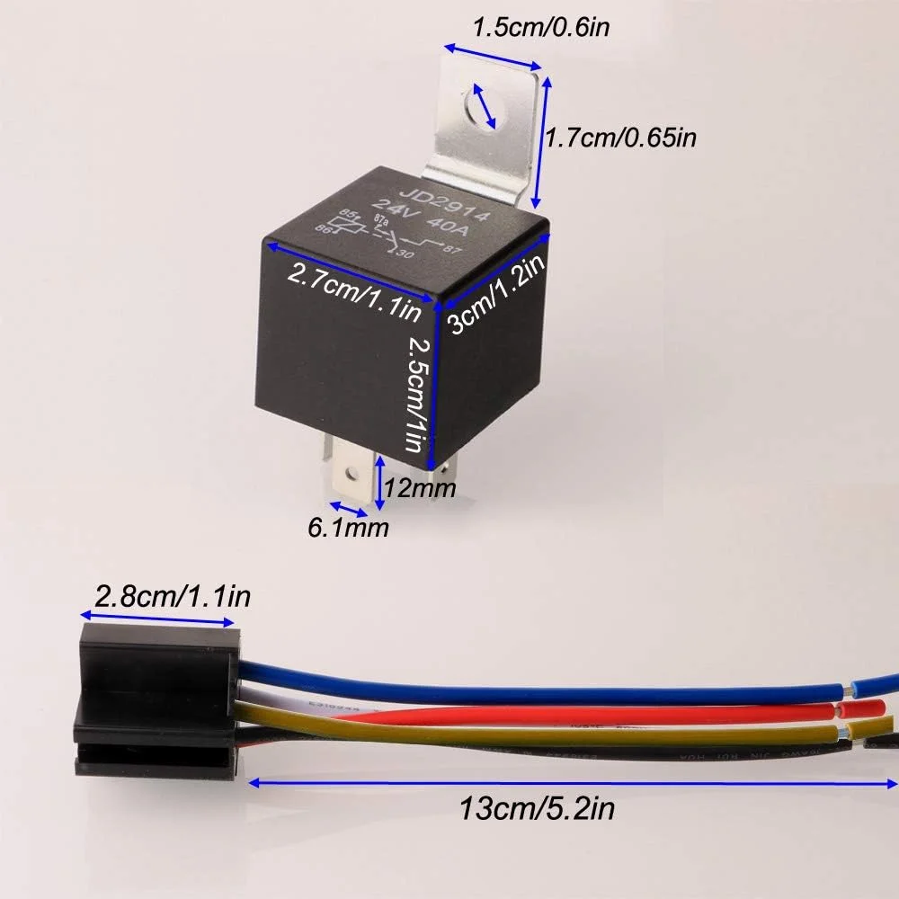 Relais de Voiture JD2914 24V 40A 5 Broches SPDT 12 AWG avec Diode Intégrée pour Camion, Camionnette. - photo 3 - broc-land