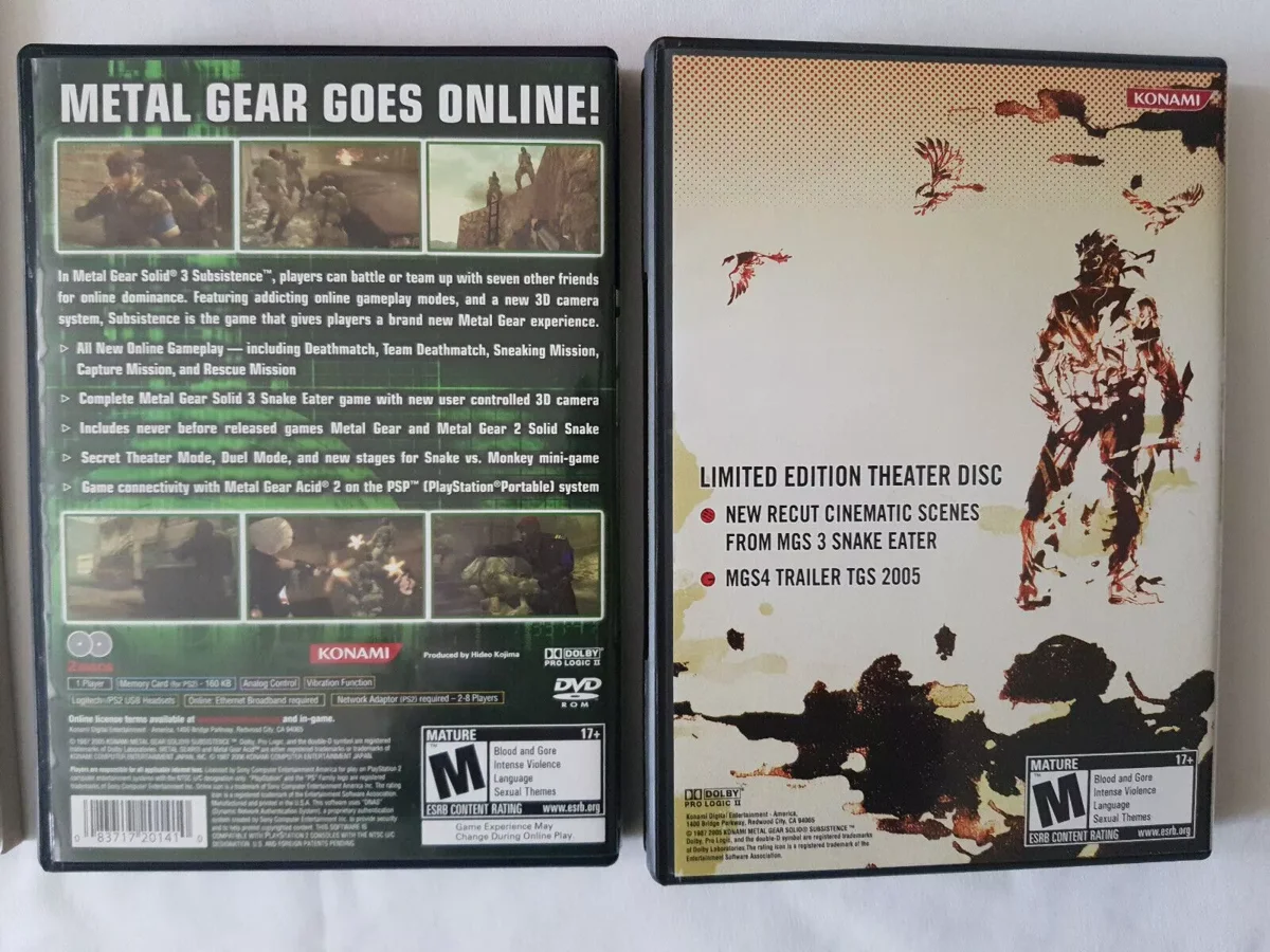 Metal gear solid 3 subsistence edition limitee ps2 + Guide Officiel Konami - photo 4 - broc-land