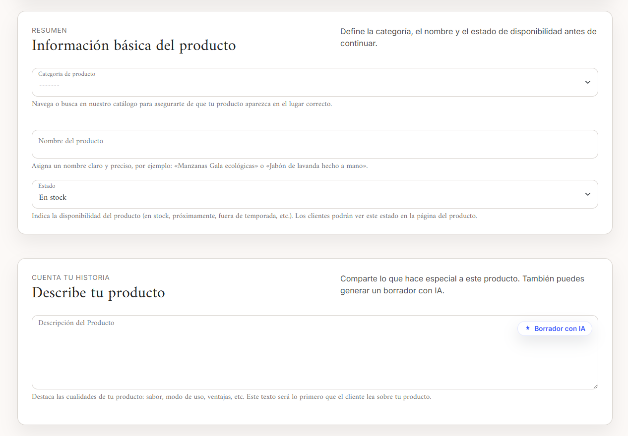 Crear un producto